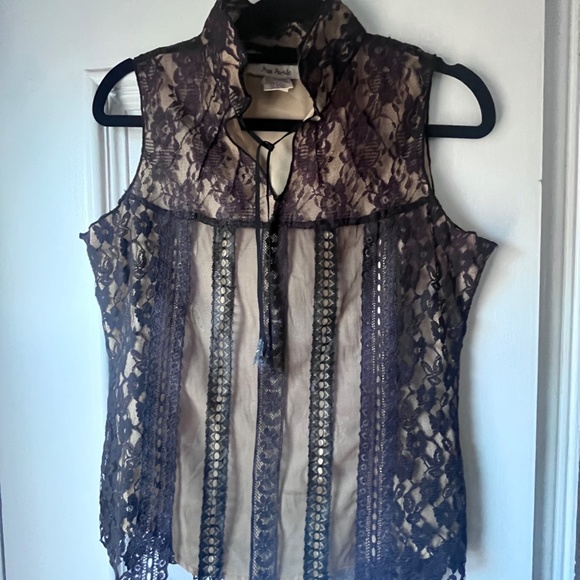 Free People Black Lace Sleeveless Shirt - Picture 2 of 7